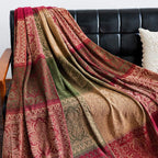 Chenille Boho Beige Throw Pillow — 60" — Red Green Beige