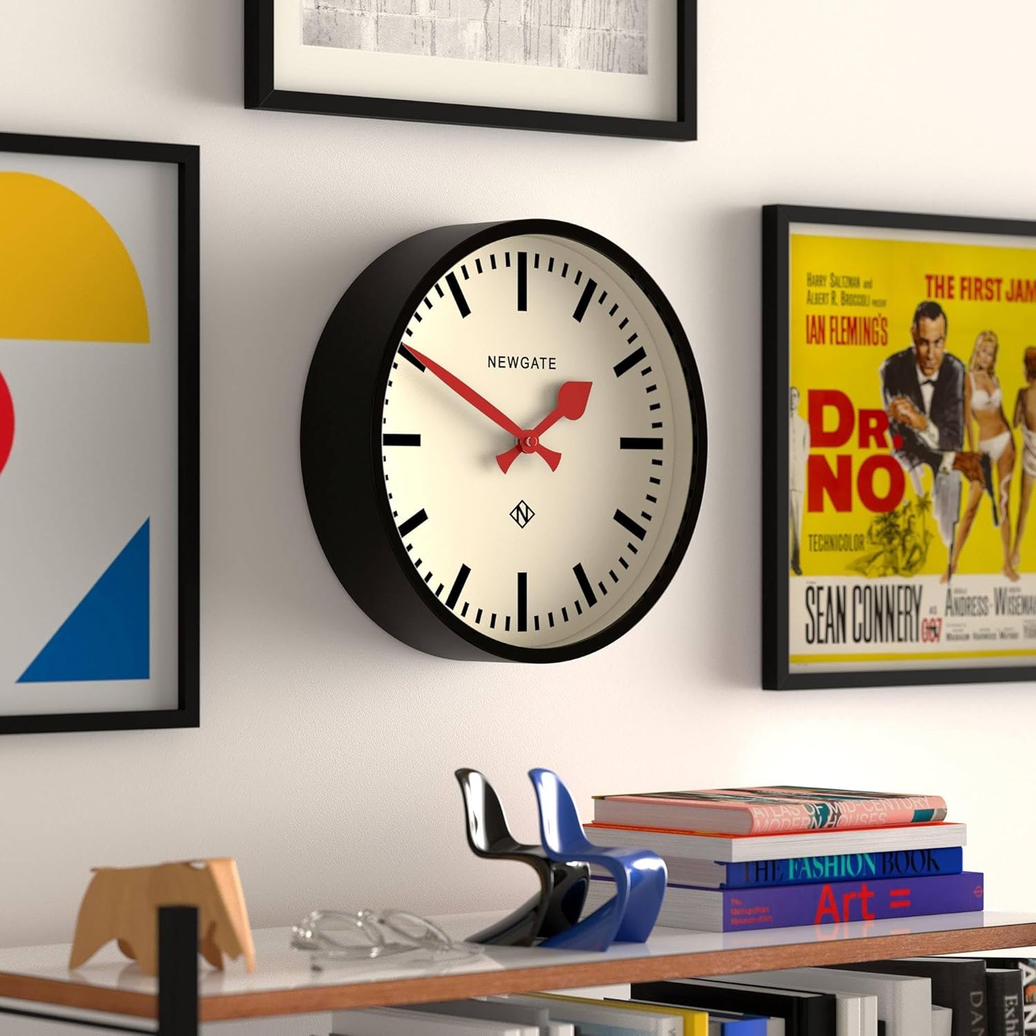 Vintage Mid-Century Black Wall Clock — 12" - View 4