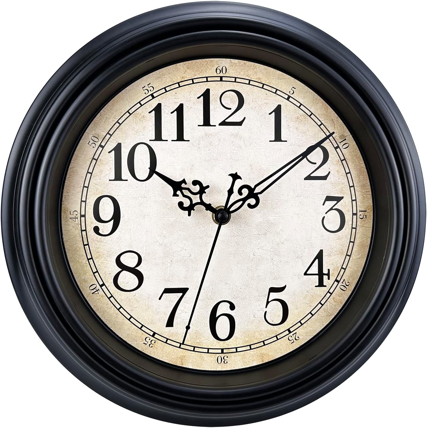 Battery Operated Luxe Black Wall Clock — 16" — Black