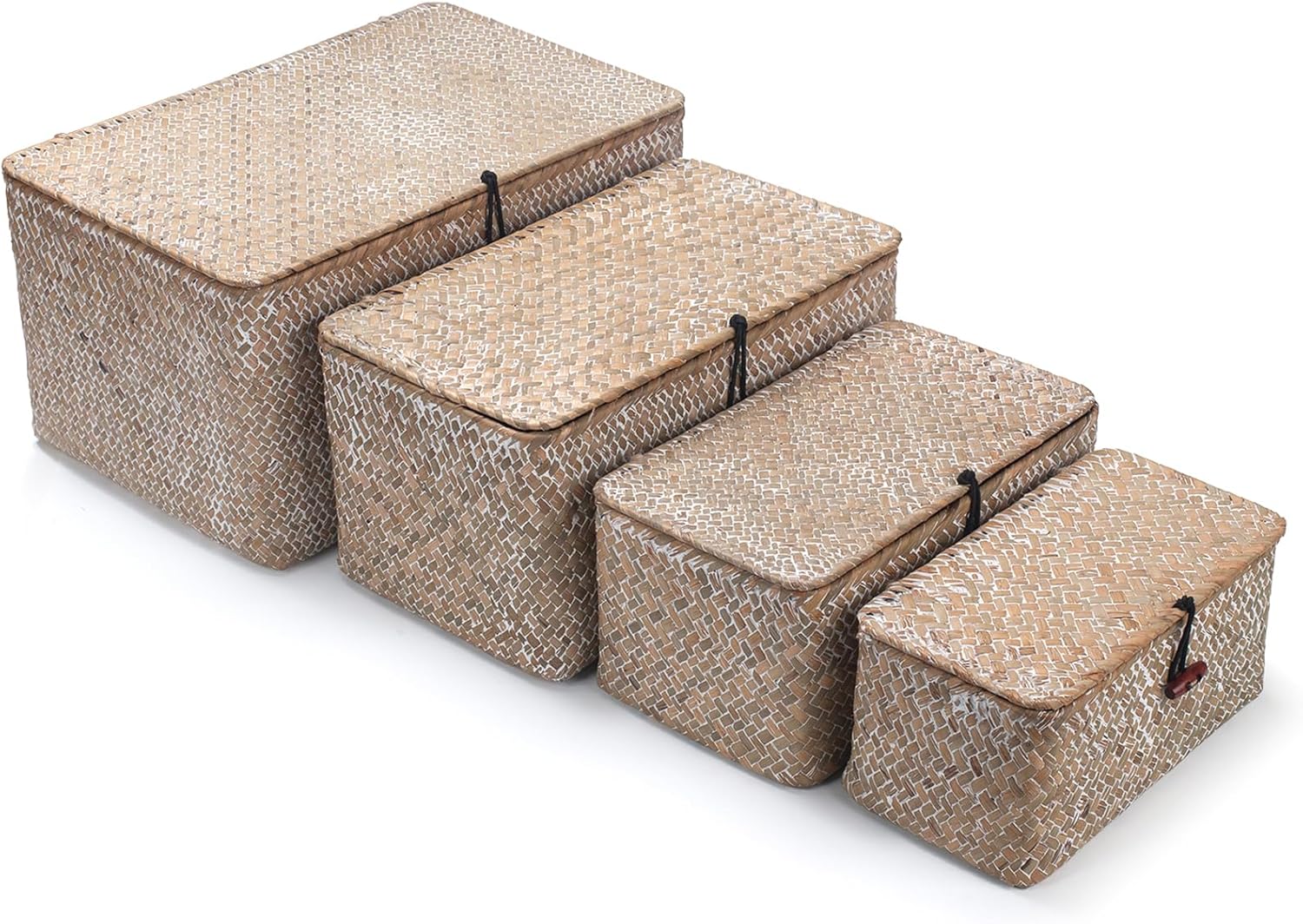 Boho Beige Woven Basket — Whitewash
