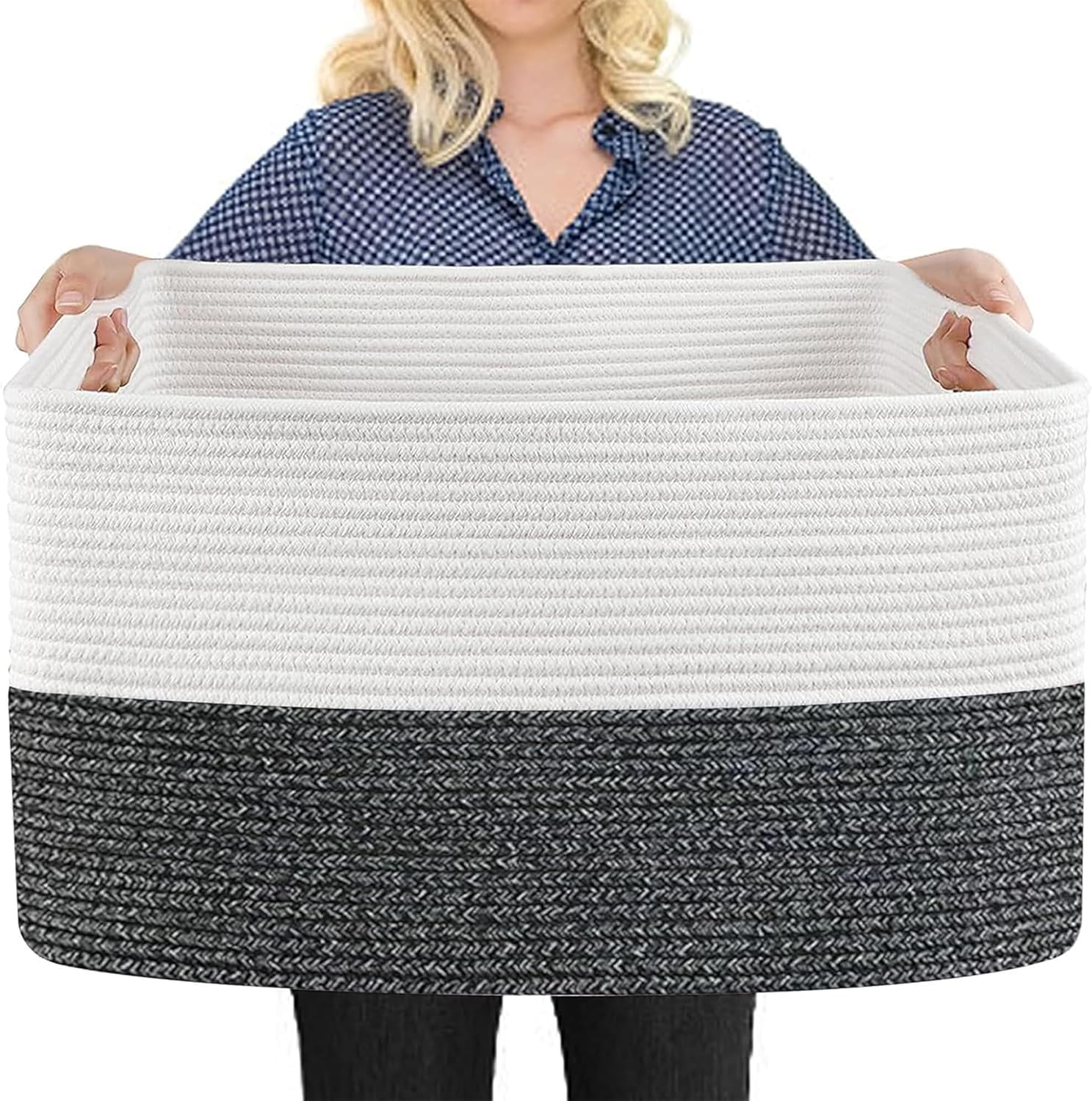 Boho Black Throw Pillow — 22" — White & Black Stripe
