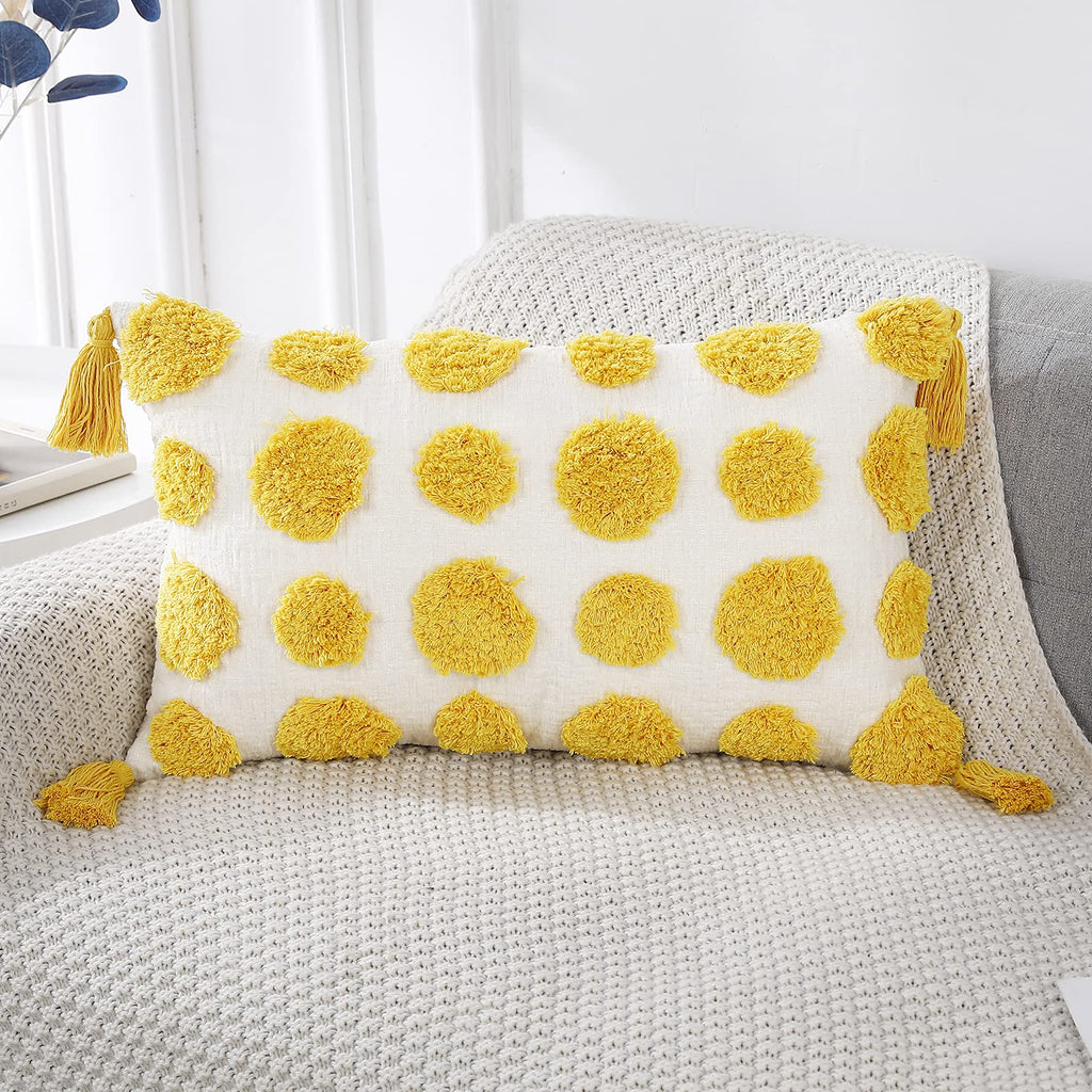 Tufted Boho Black Throw Pillow Cover — 20"