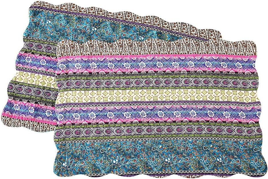 Boho Blue Throw Pillow Cover — 18" — Striped Jacquard
