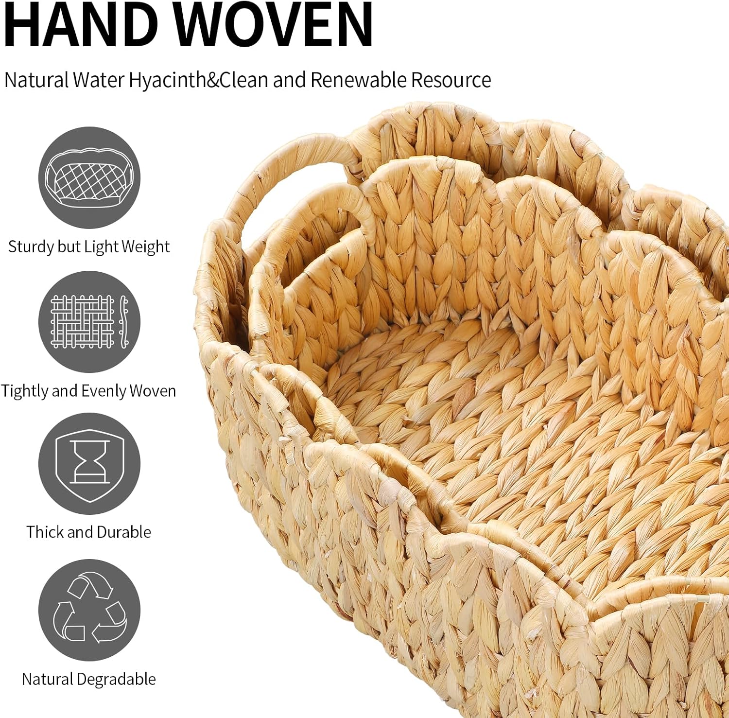 Hand-Woven Boho Rattan Storage Basket — Set of 2 - View 8