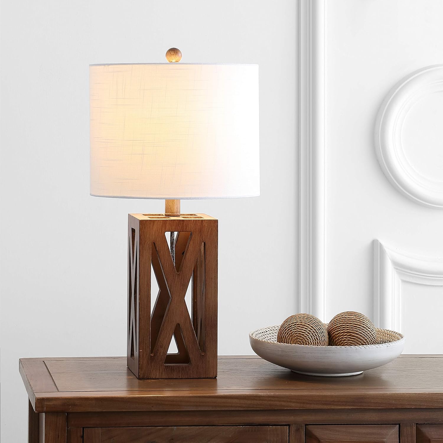 Linen Farmhouse Black Desk Lamp — 21.5" - View 2