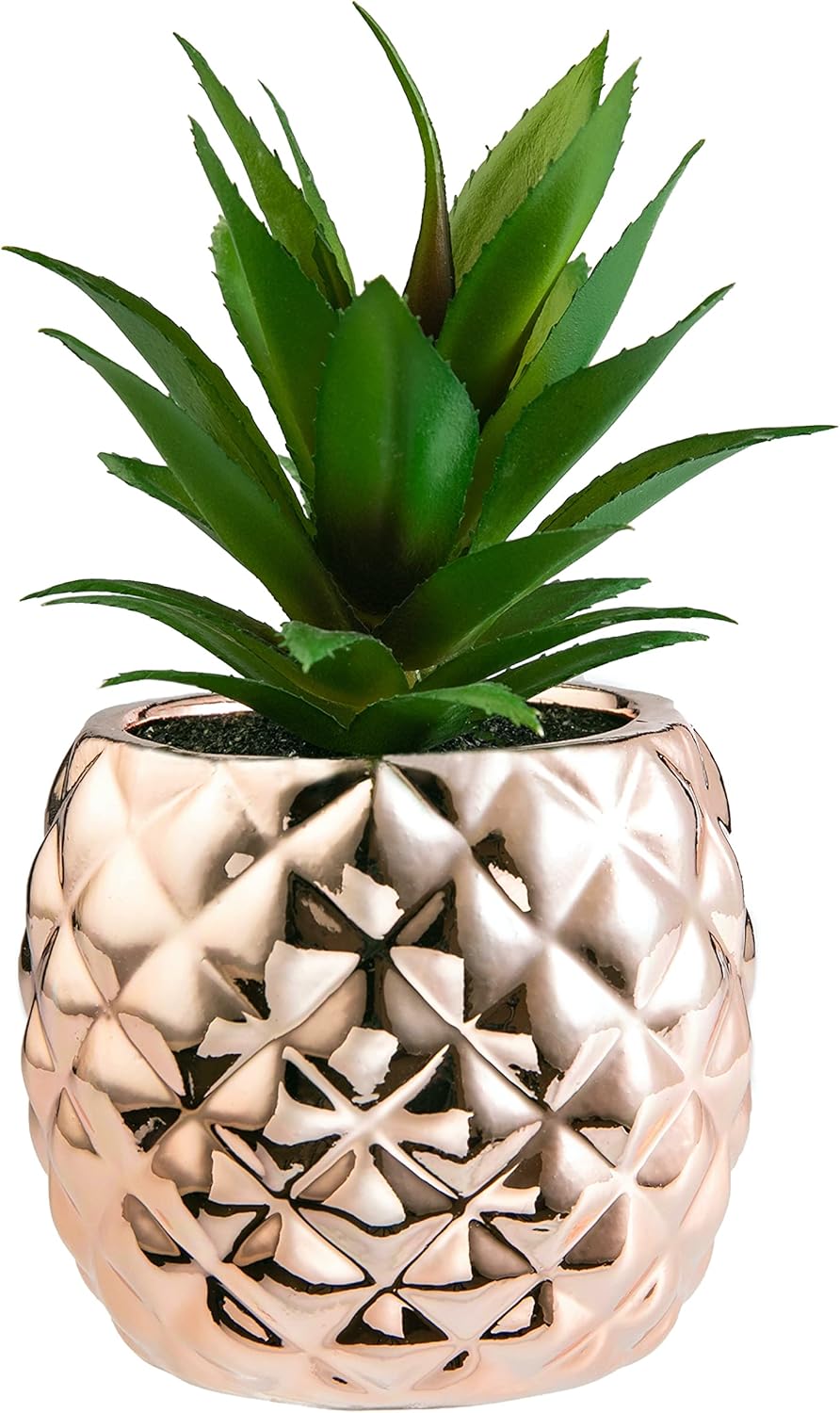 Blue Artificial Plant — 7.8" — Rose Gold