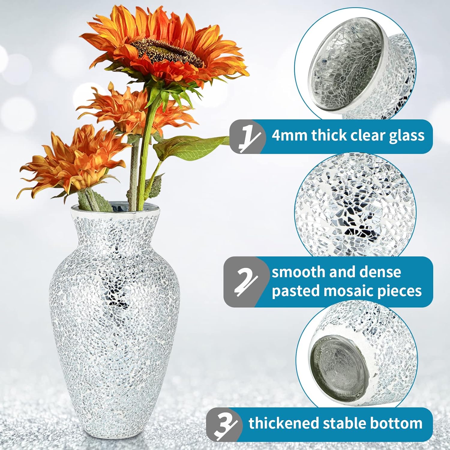 Handcrafted Glass Flower Vase — 11" - View 5