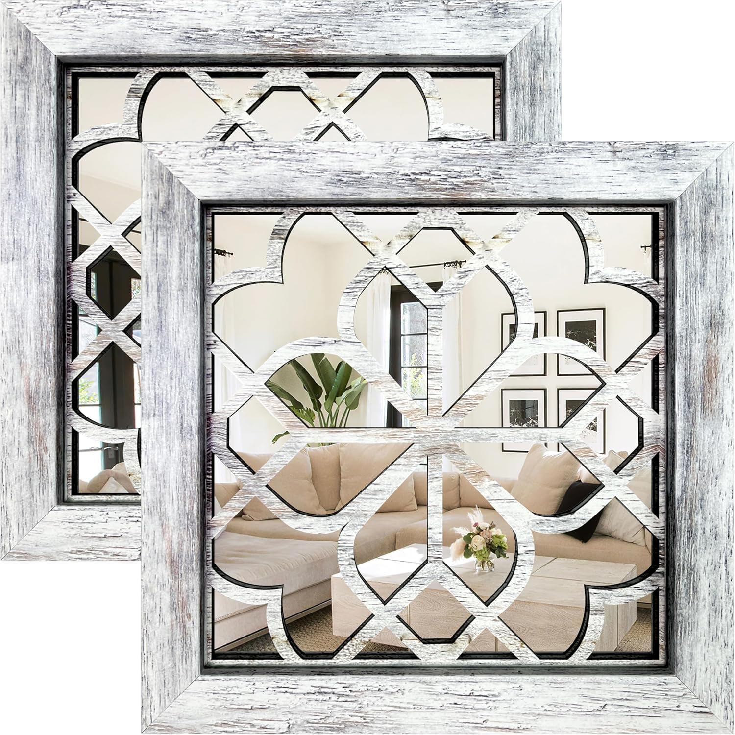 Vintage Boho Brown Wall Mirror — 12" — Grey