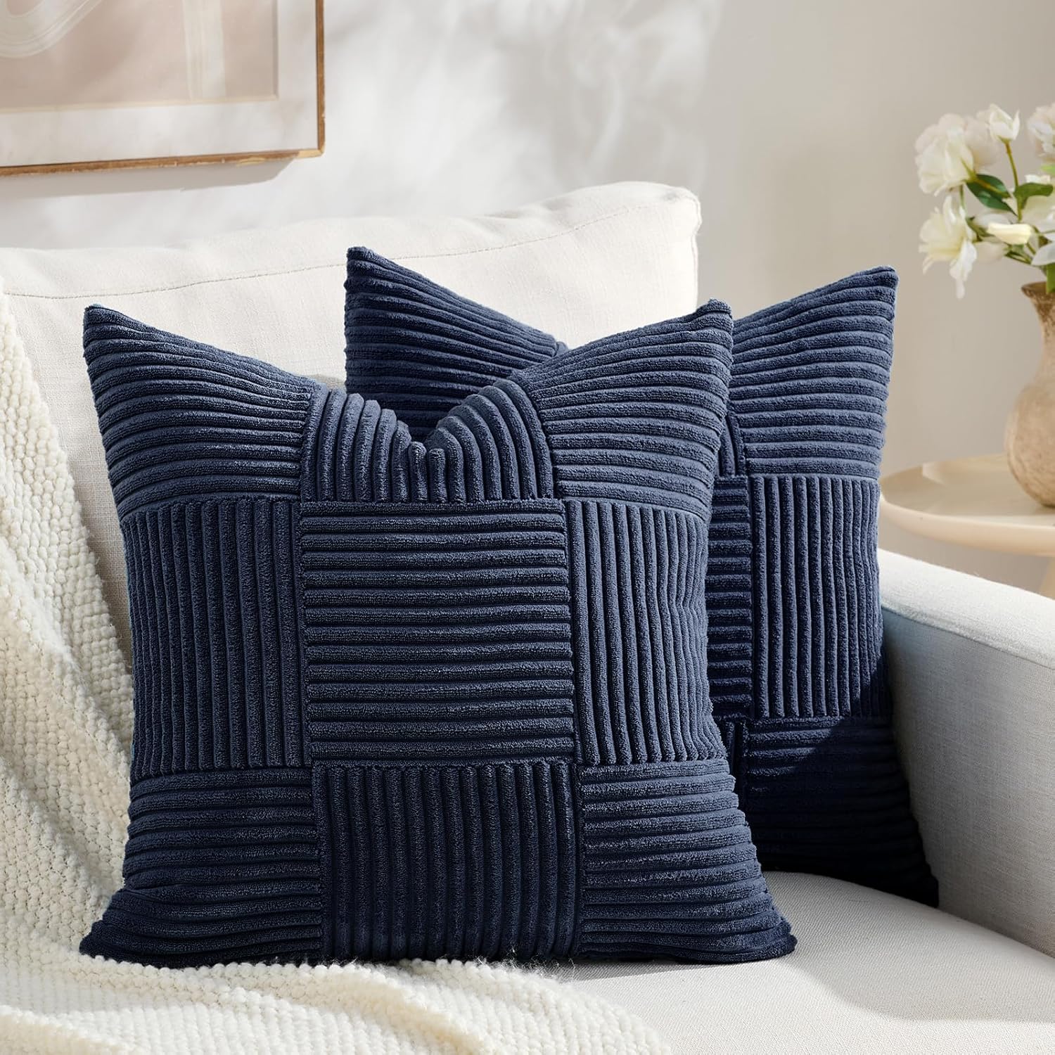 Boho Beige Throw Pillow Cover — 2-Light — 18" x 18" (Pack of 2)