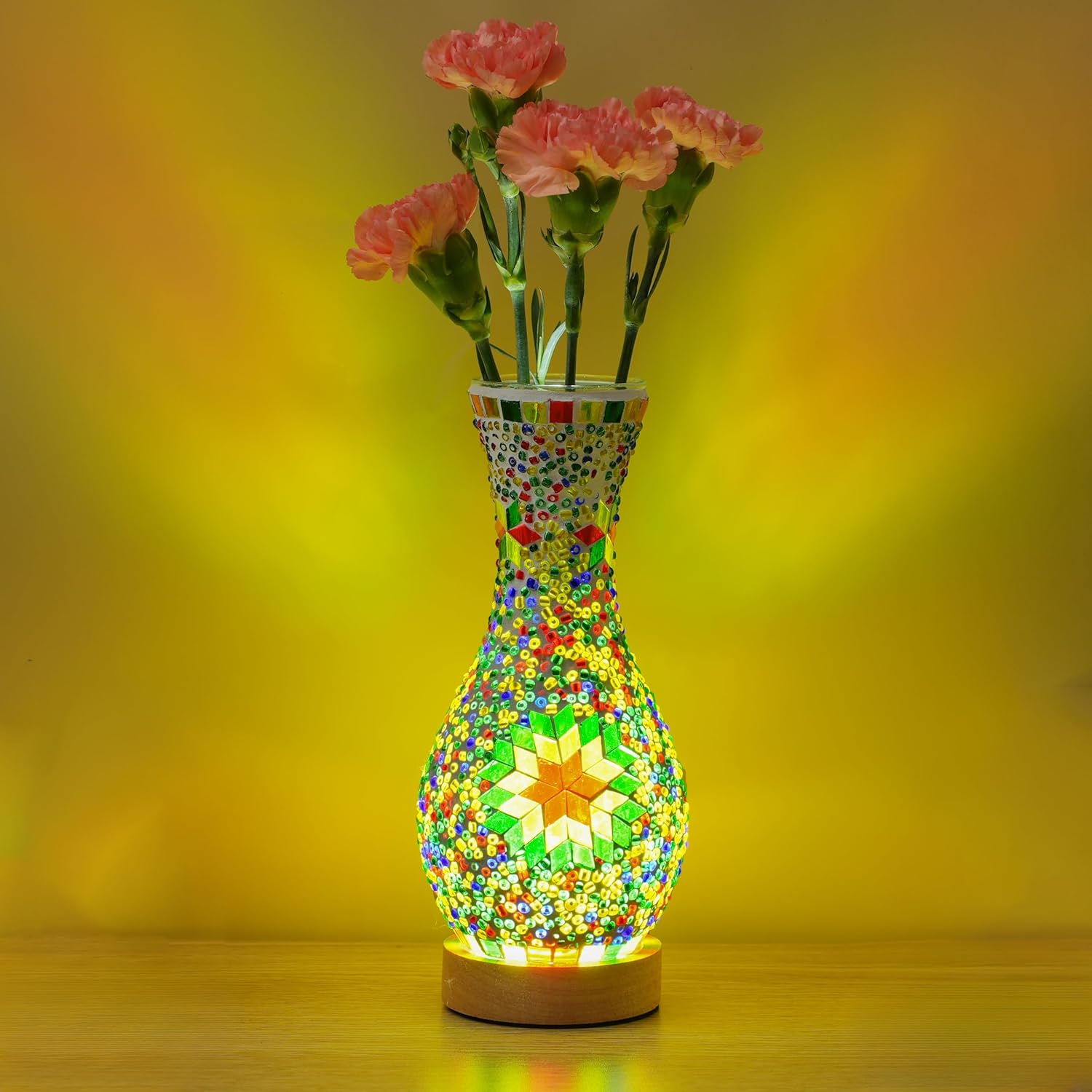 USB Farmhouse Blue Table Lamp — Green