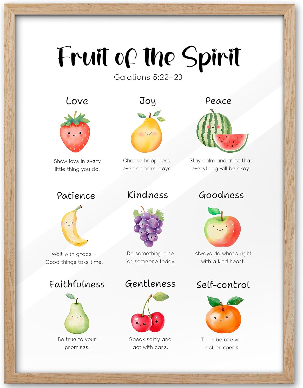 Blue Framed Wall Art — 16" — Fruit Spirit-Framed