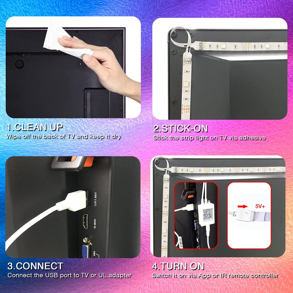 USB Metal LED Strip Lights — 65" - View 7