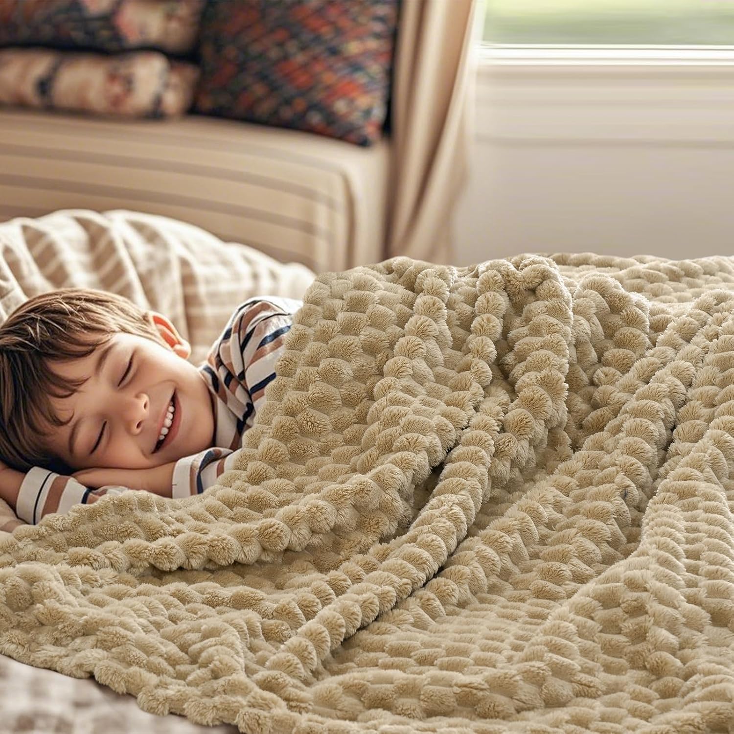 Luxe Beige Throw Pillow — 50" - View 2