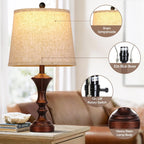 Vintage Farmhouse Black Bedside Lamp — Set of 2 - View 3
