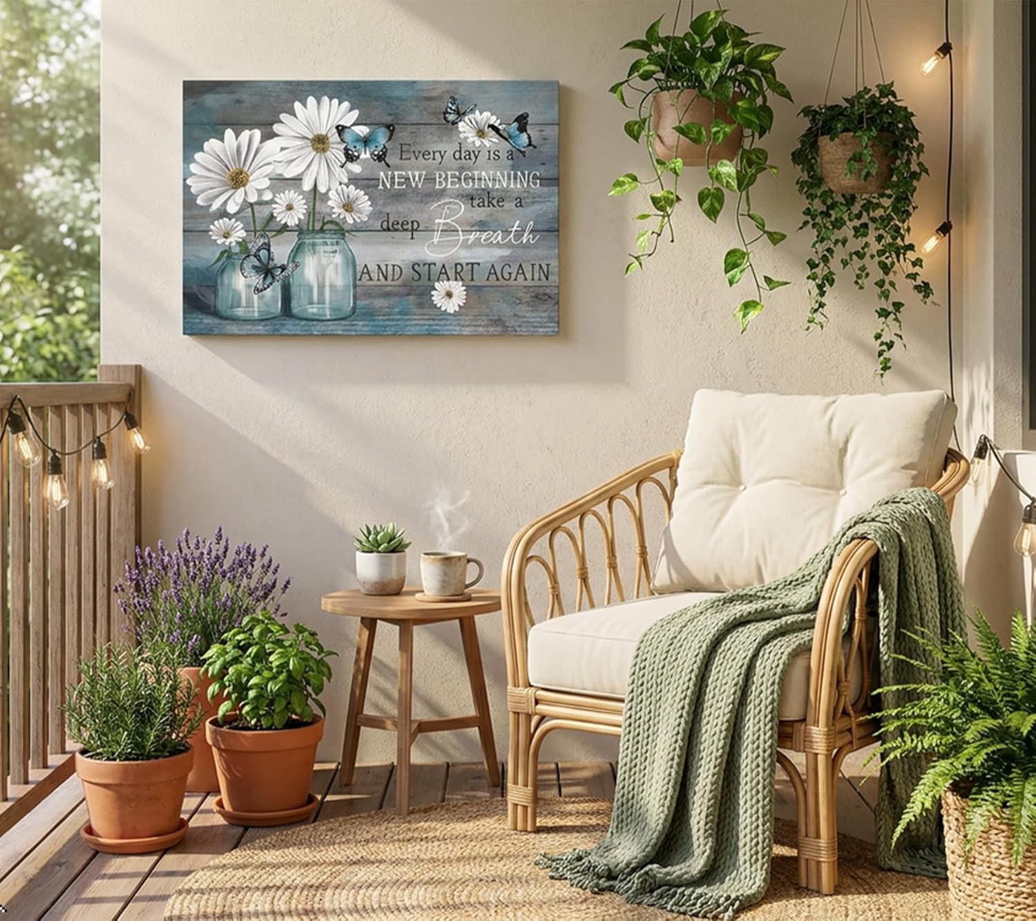 Farmhouse Blue Canvas Wall Art — 12" - View 7