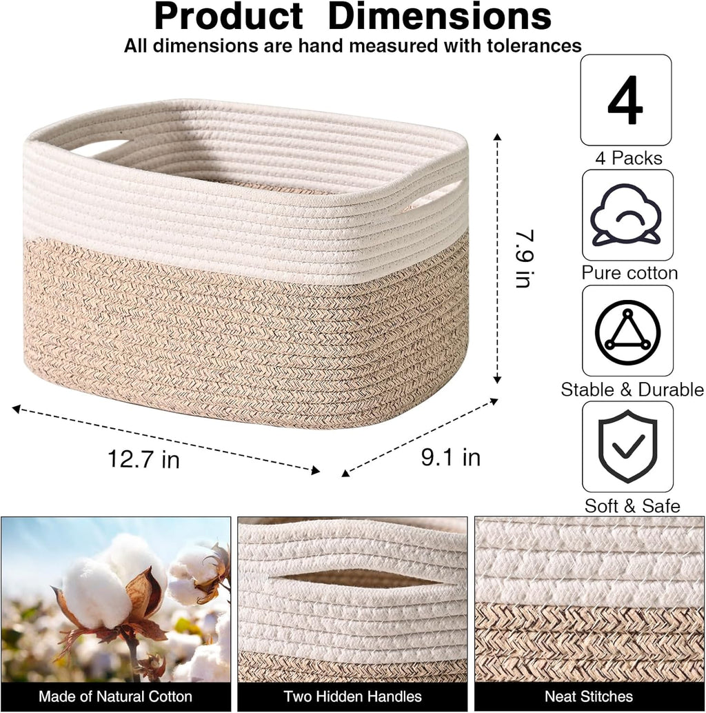 Rectangular Boho Black Storage Basket — 12.7" - View 2