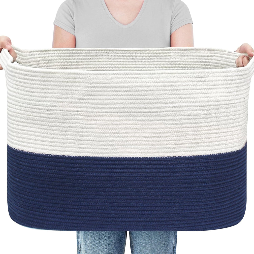 Boho Black Throw Pillow — 22" — White & Dark Blue