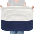 Boho Black Throw Pillow — 22" — White & Dark Blue