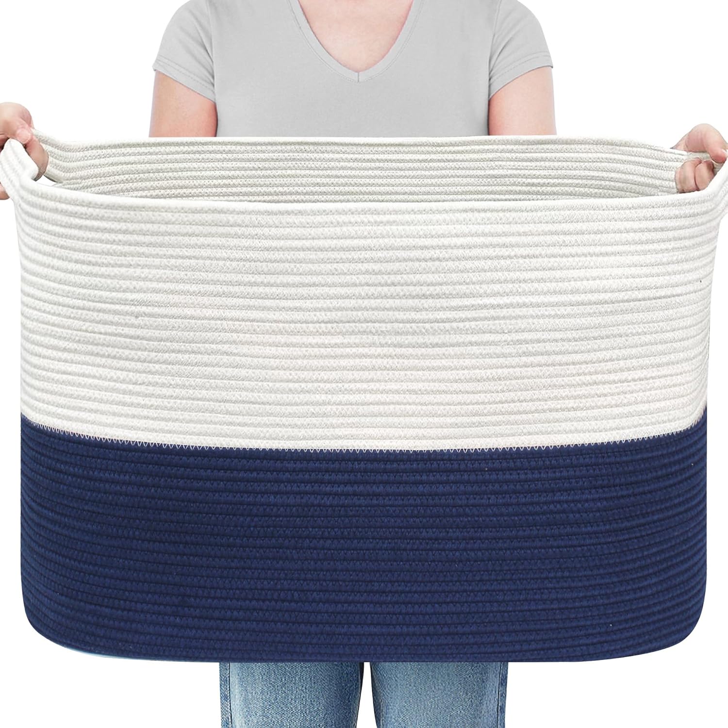 Boho Black Throw Pillow — 22" — White & Dark Blue