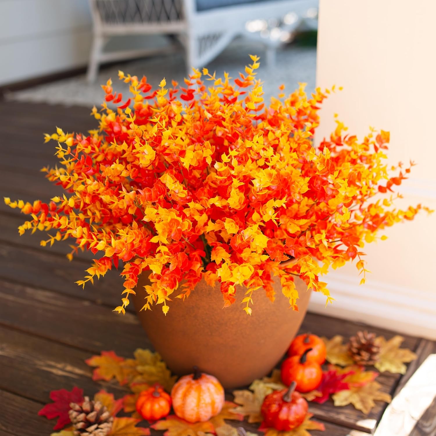 Beige Artificial Flowers — Orange Eucalyptus