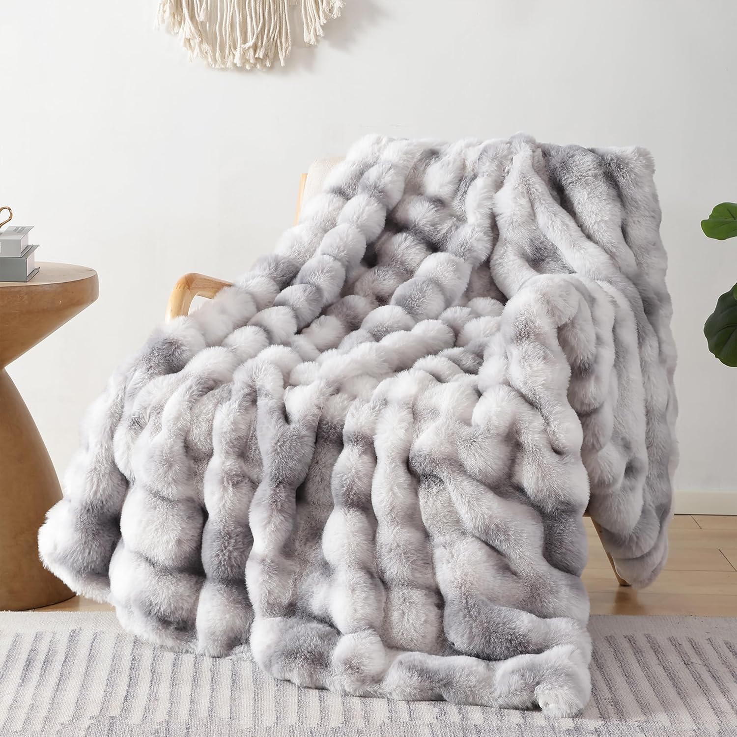 Luxe Beige Throw Pillow — 50" — Tie-dye Grey