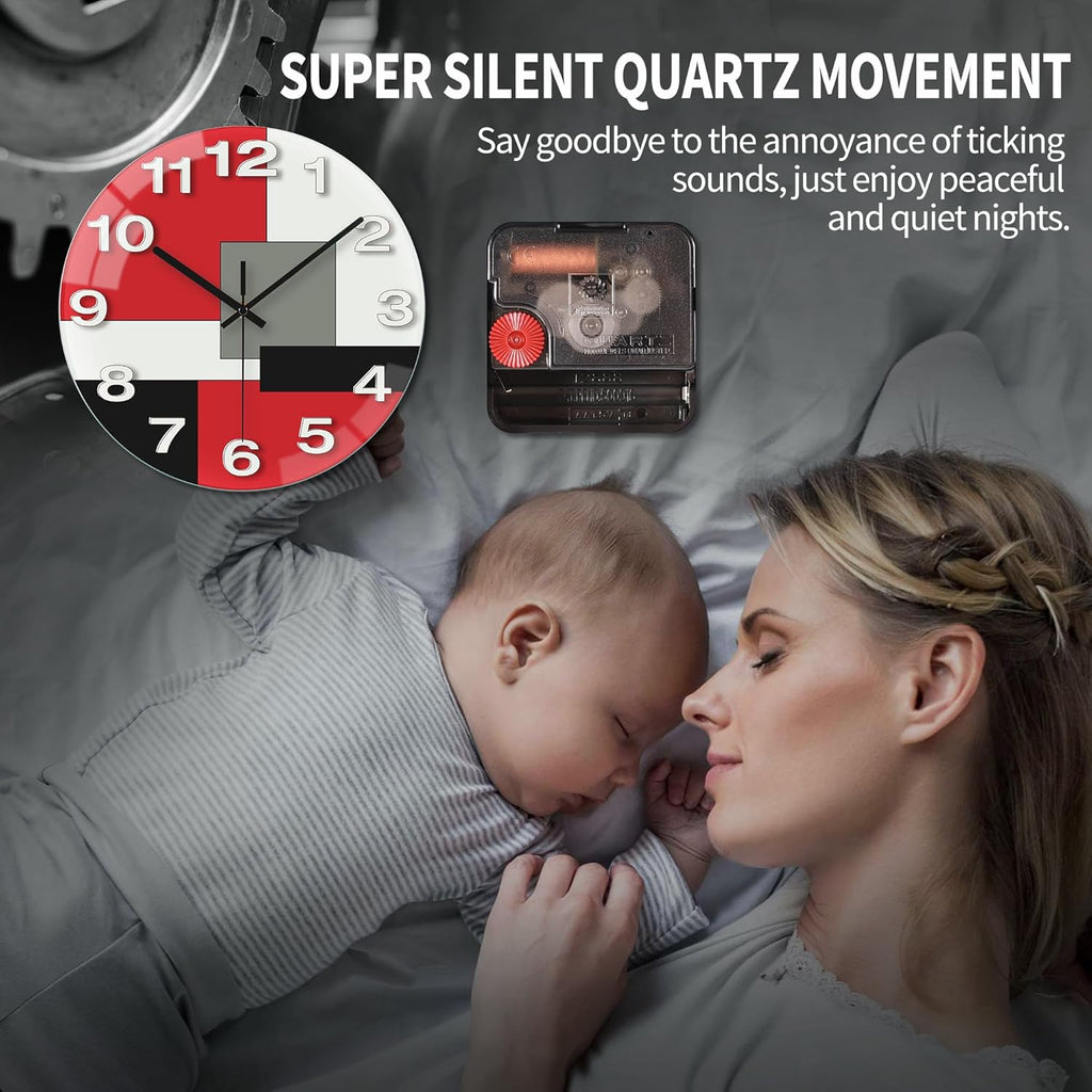 Battery Operated Modern Red Wall Clock — 12" - View 5