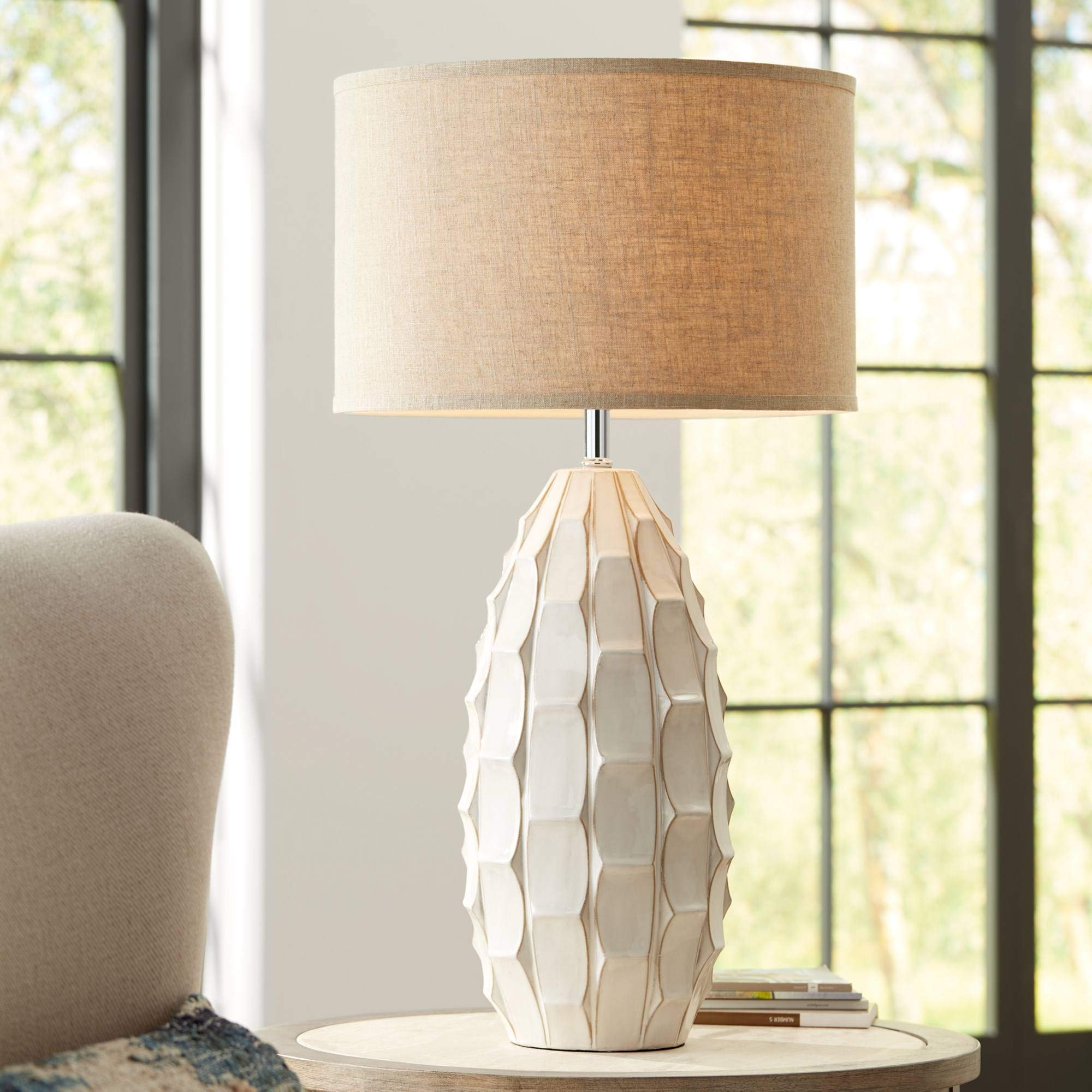 Handcrafted Mid-Century Ceramic Table Lamp — 32.75"