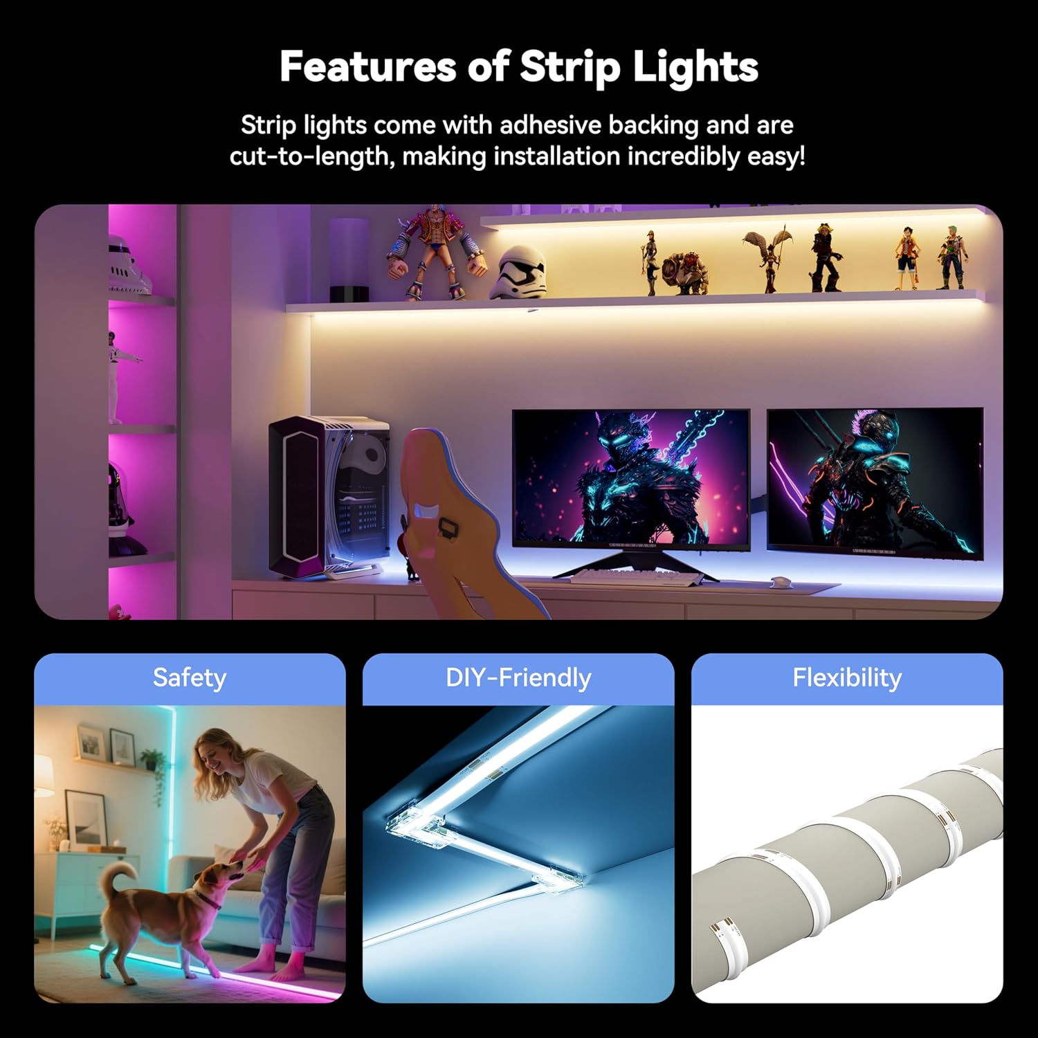 Color Changing Metal LED Strip Lights - View 5