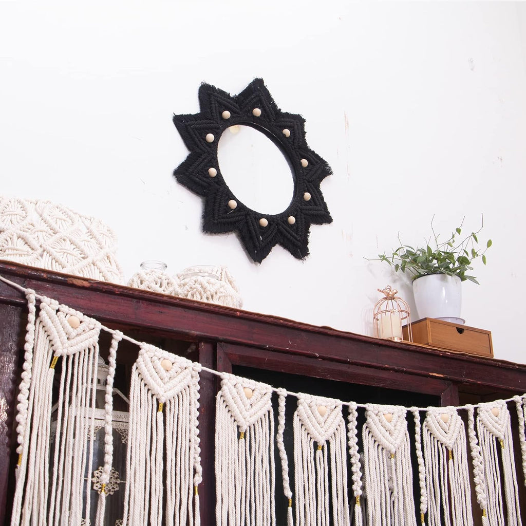 Boho Black Round Mirror - View 3