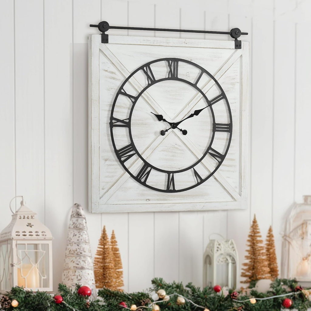Battery Operated Farmhouse Wall Clock — 29.5" - View 5