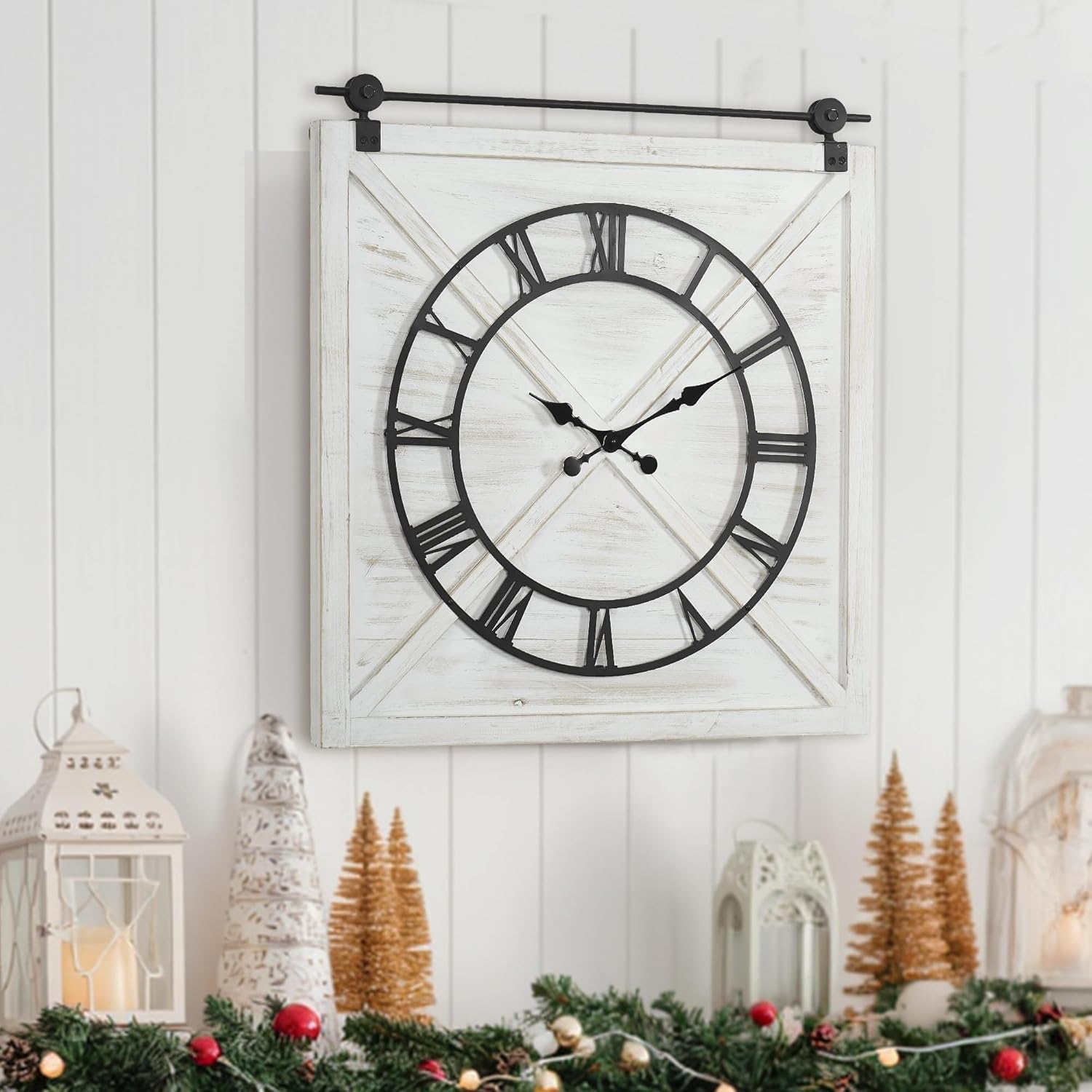 Battery Operated Farmhouse Wall Clock — 29.5" - View 5