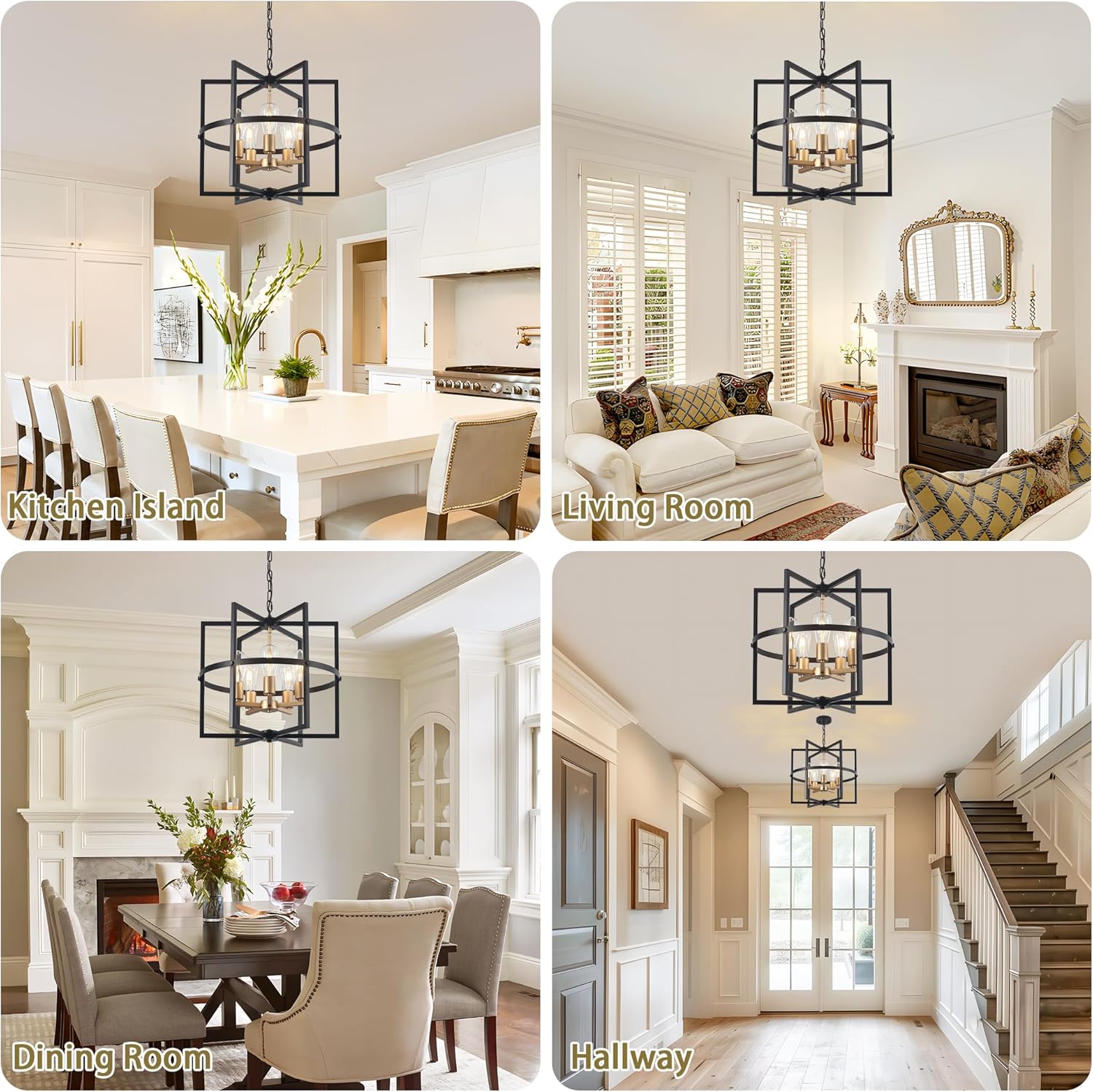 Farmhouse Black Chandelier — 5-Light - View 6