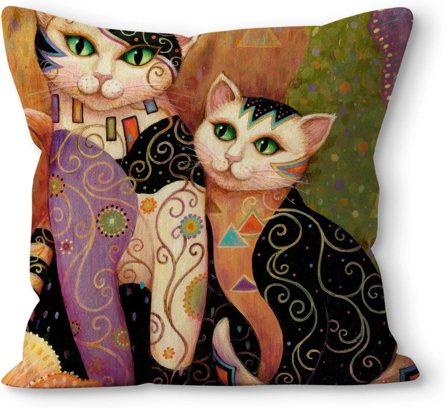Boho Fabric Throw Pillow Cover — 18" — Cat-3