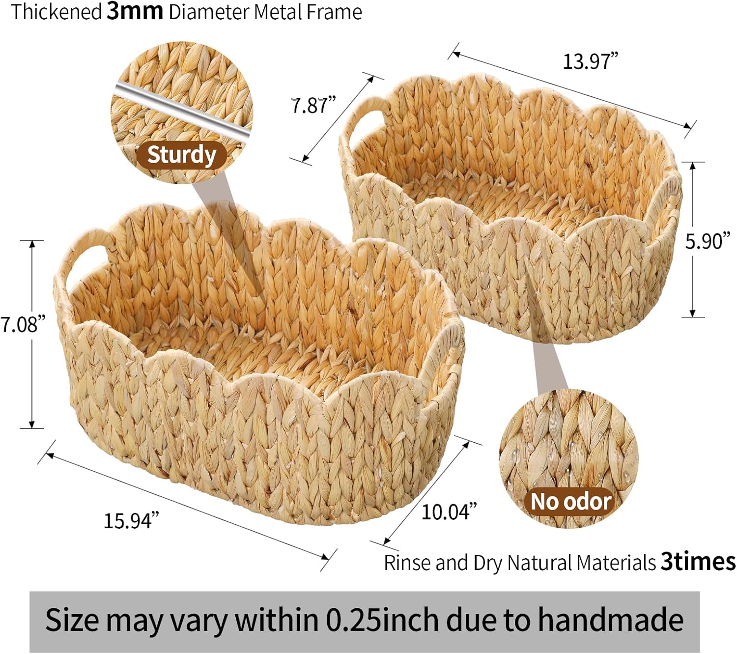 Hand-Woven Boho Rattan Storage Basket — Set of 2 - View 4