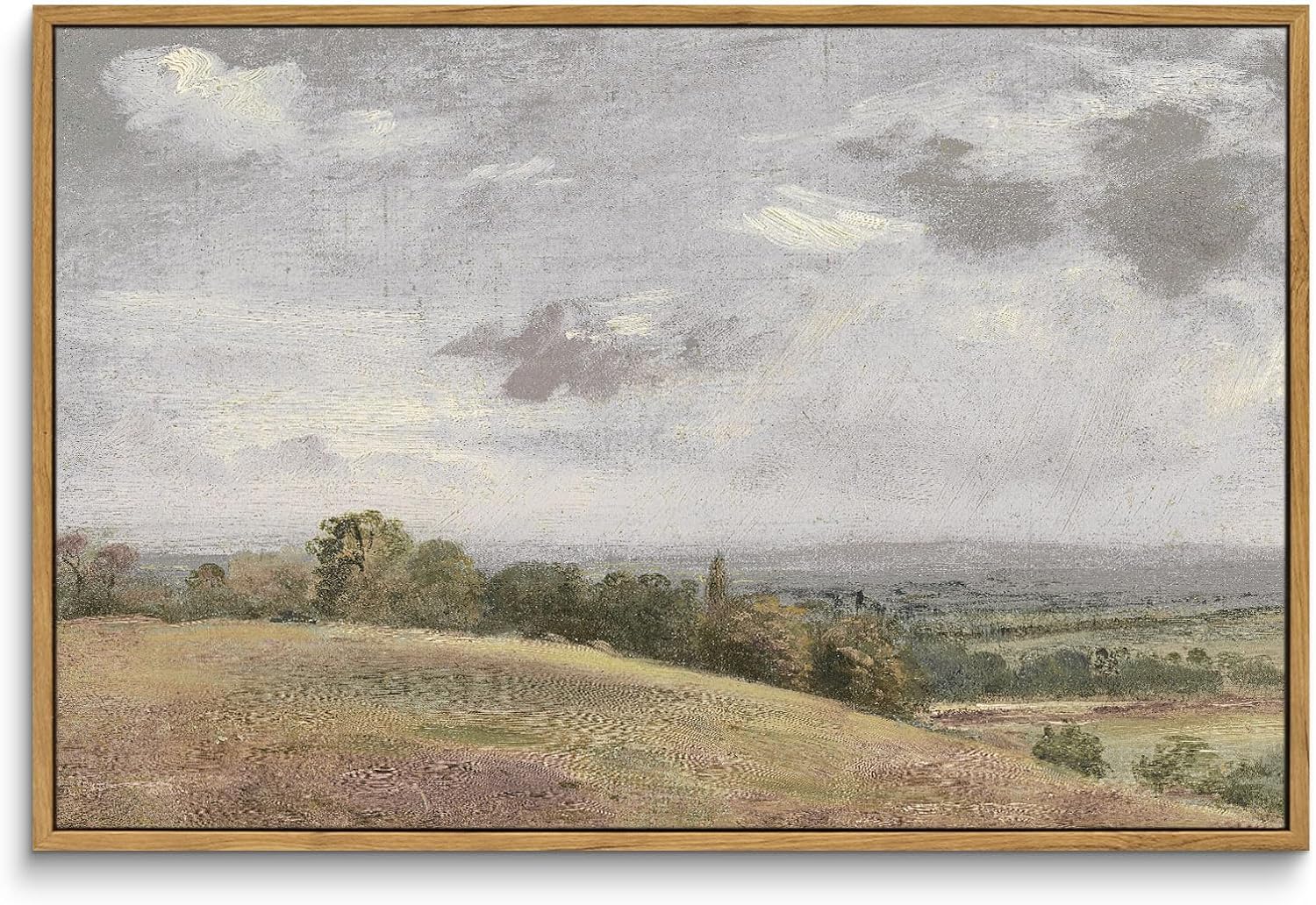 Framed Farmhouse Beige Canvas Wall Art — 24" — Landscape-Lionel