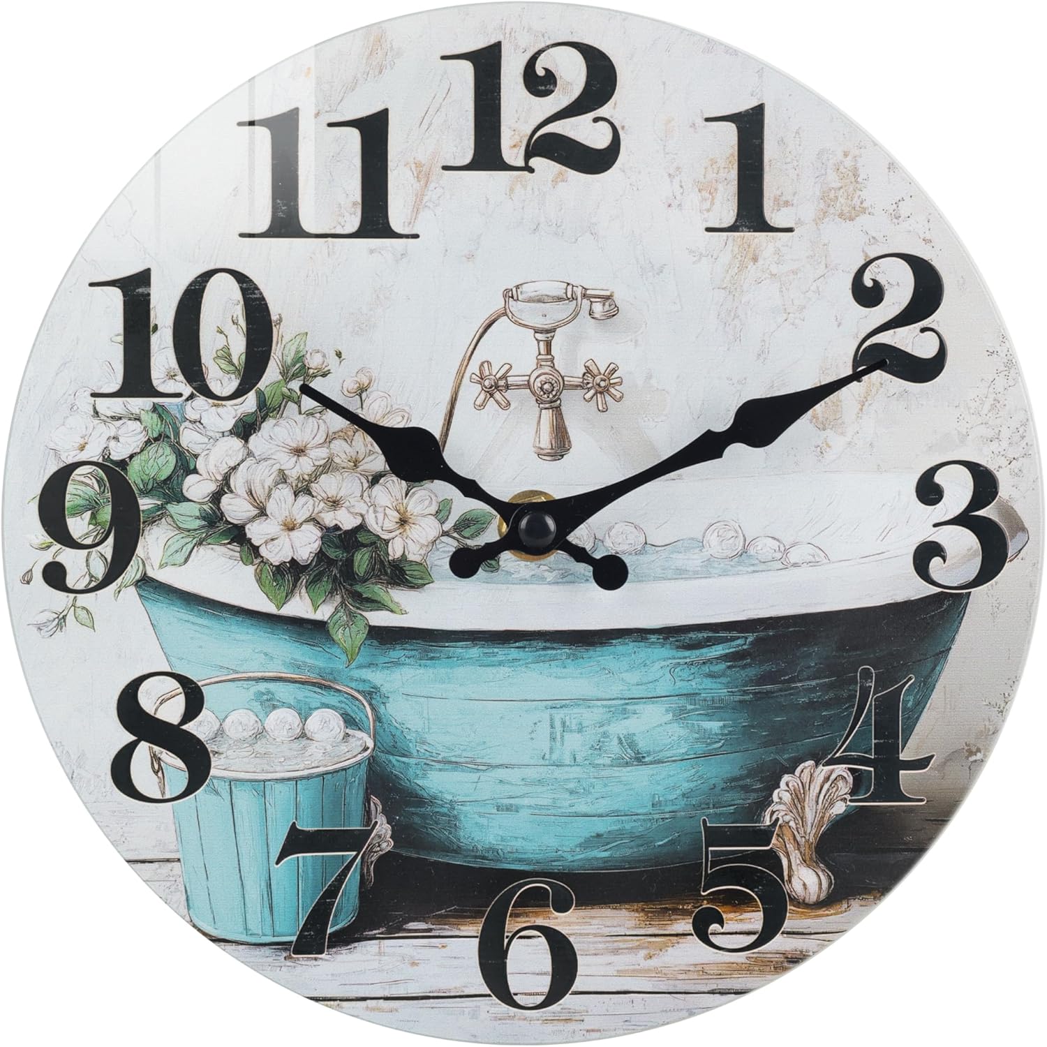 Battery Operated Brown Wall Clock — 14" — Bathtub