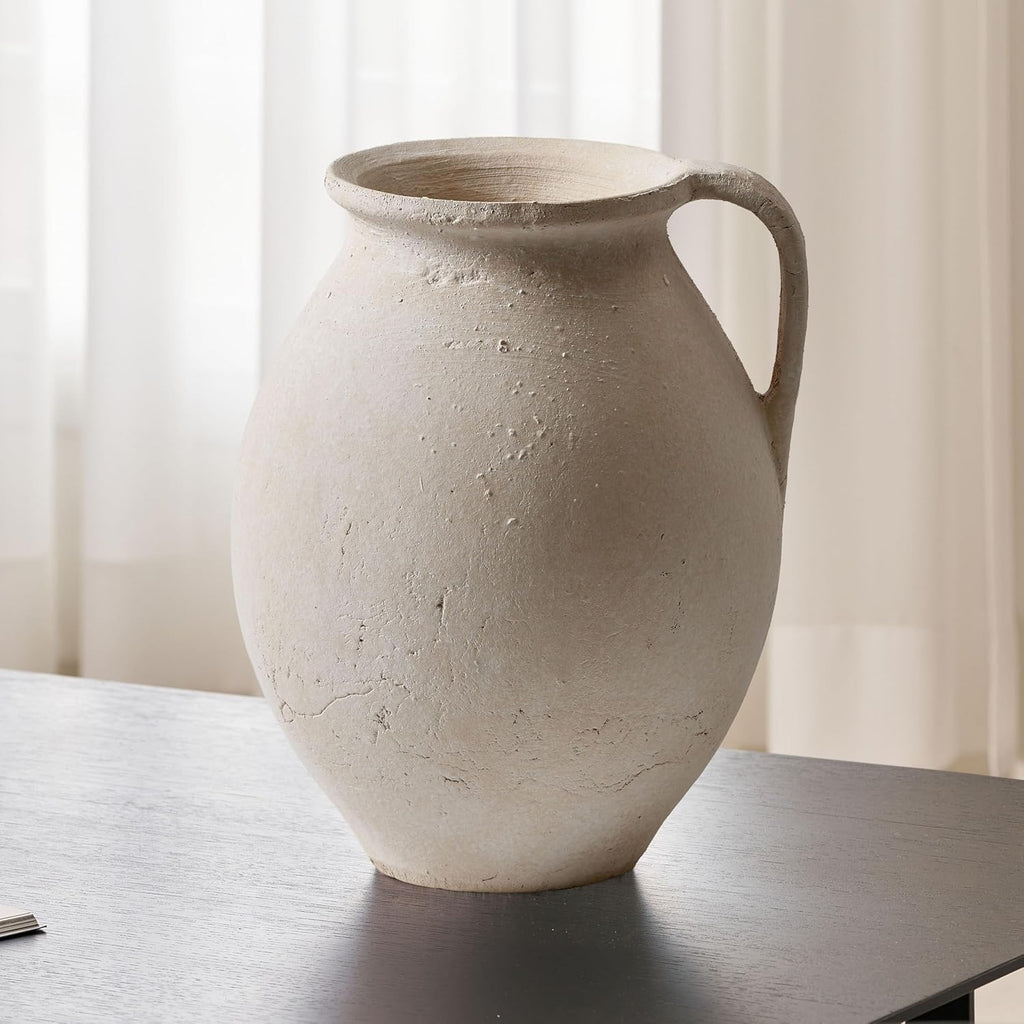 Farmhouse Black Vase — 11.2" — D - White 11.2"