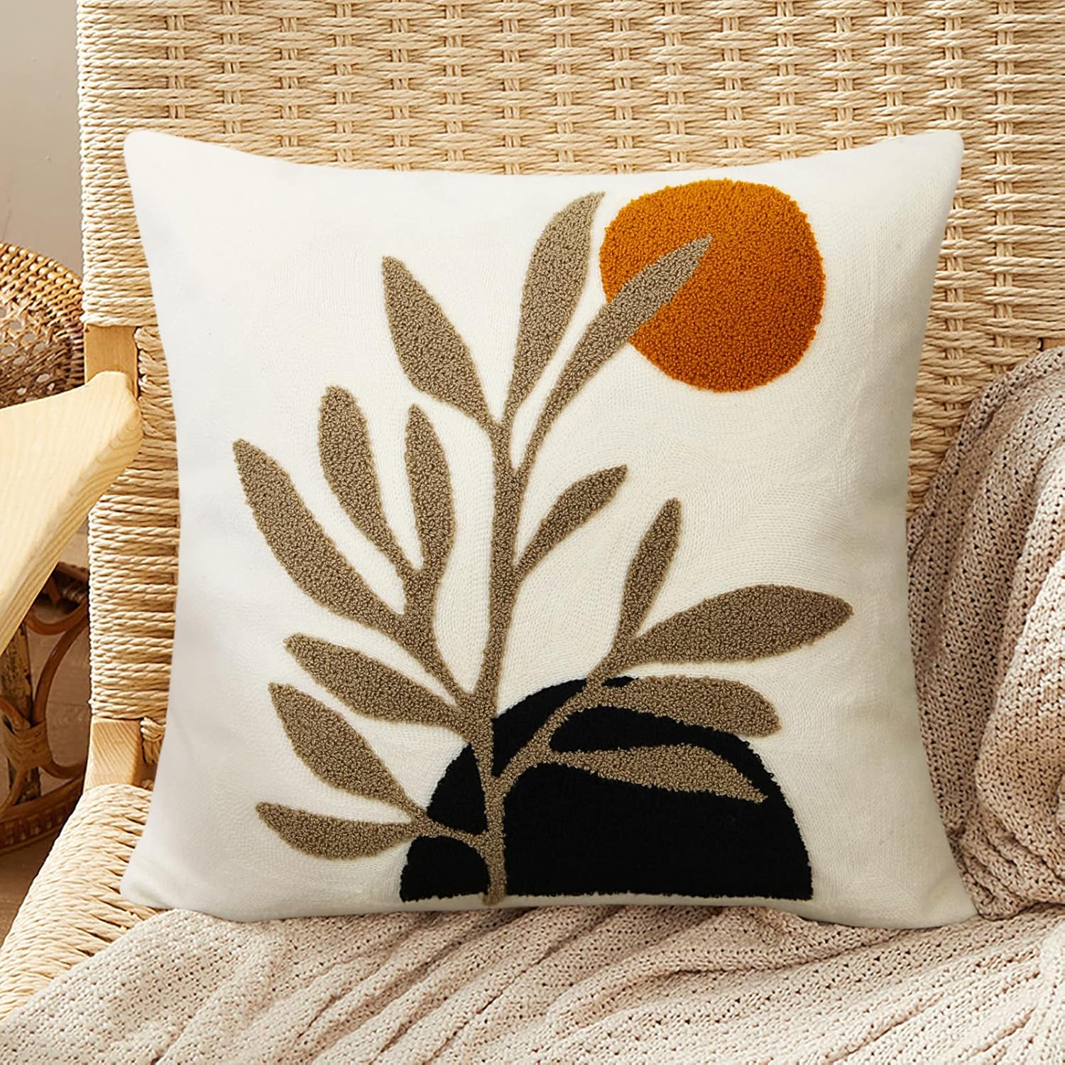 Tufted Boho Green Throw Pillow Cover — 20" — Boho-a2