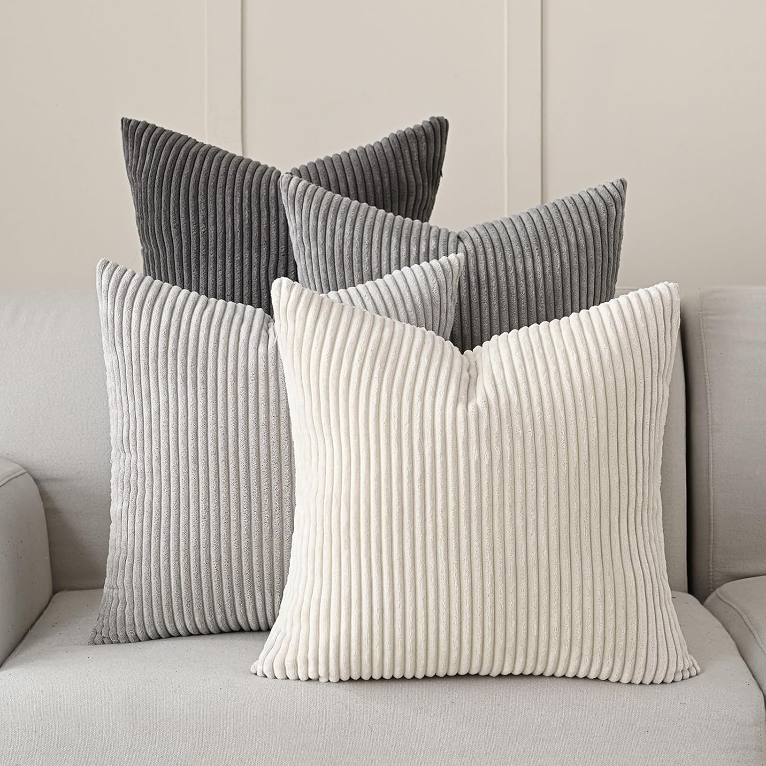 Boho Beige Throw Pillow Cover — 18" — Neutral Grey