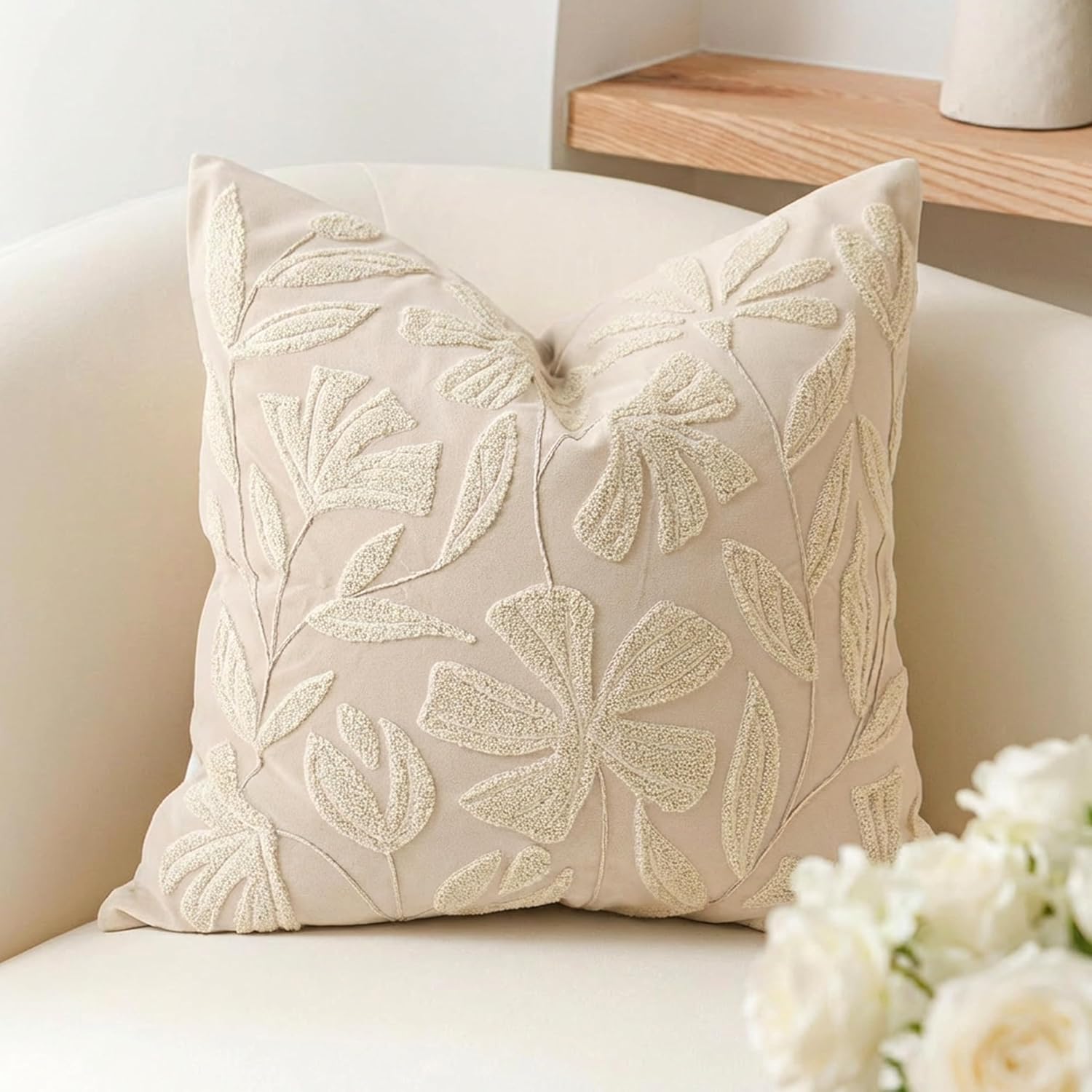 Lumbar Boho Beige Throw Pillow Cover — 20" — 20" x 20" (Pack of 1)