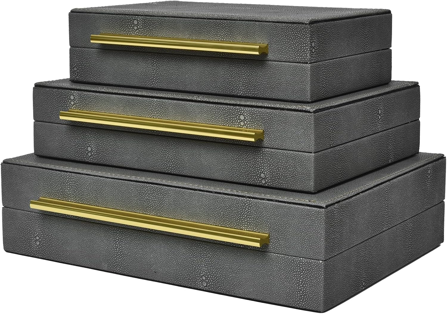 Velvet Luxe Black Storage Basket — Set of 3 — Grey