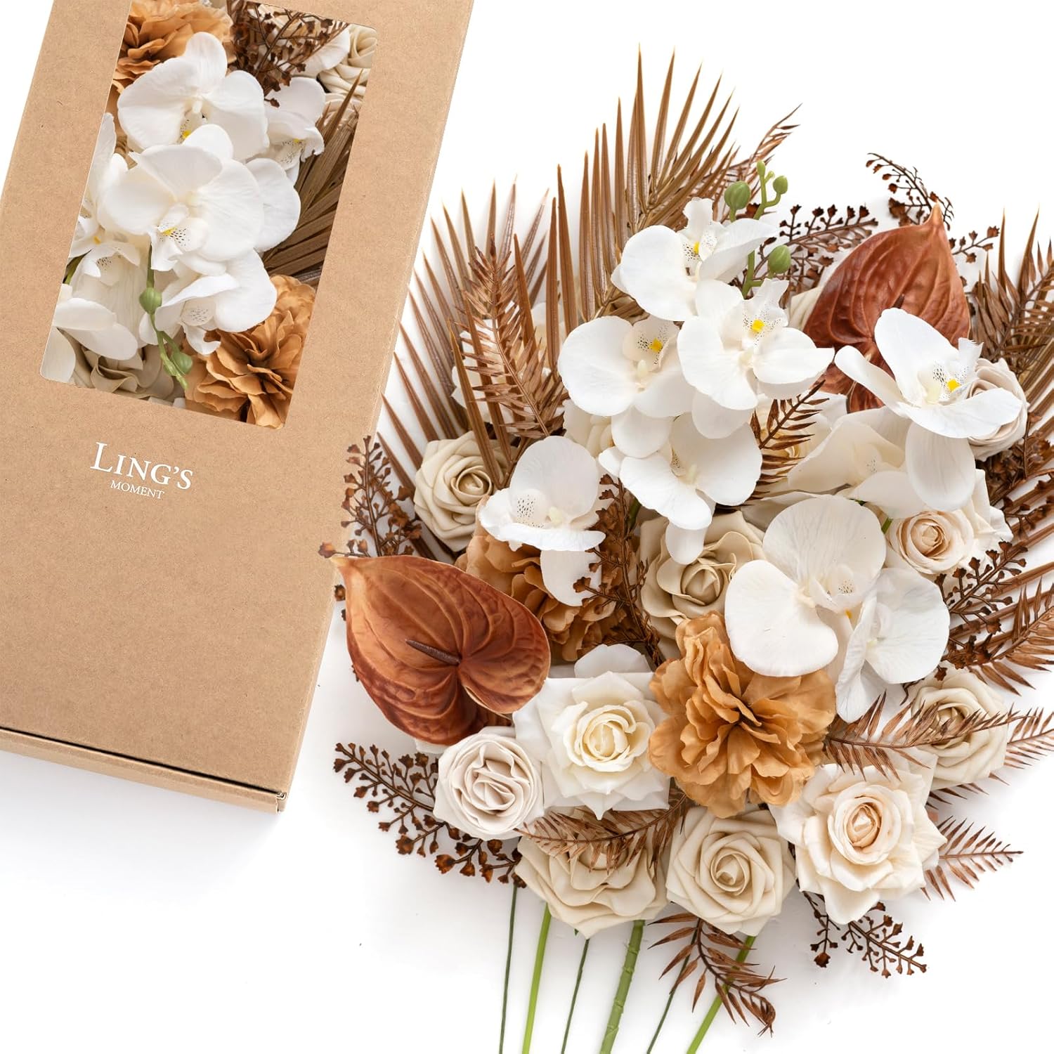 Beige Artificial Plant — Beg-white & Brown