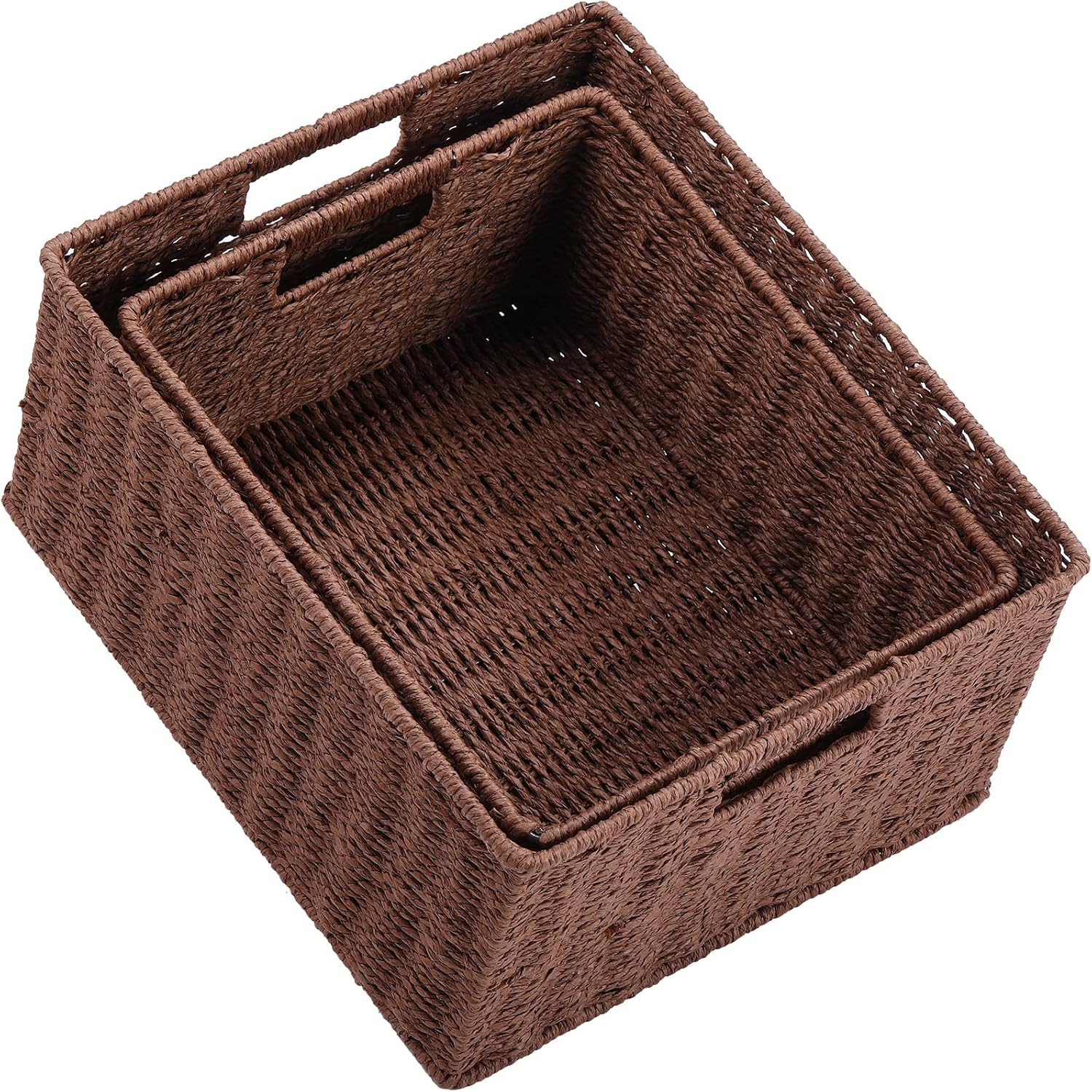 Boho Beige Woven Basket — 6" — 15 x 12.8 x 7.5 inches