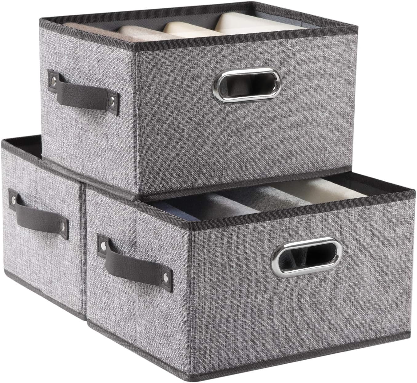 Beige Storage Bin — 7" — Grey&black Trim
