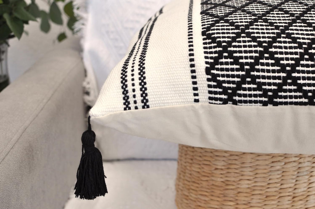 Boho Black Throw Pillow Cover — 20" - View 2