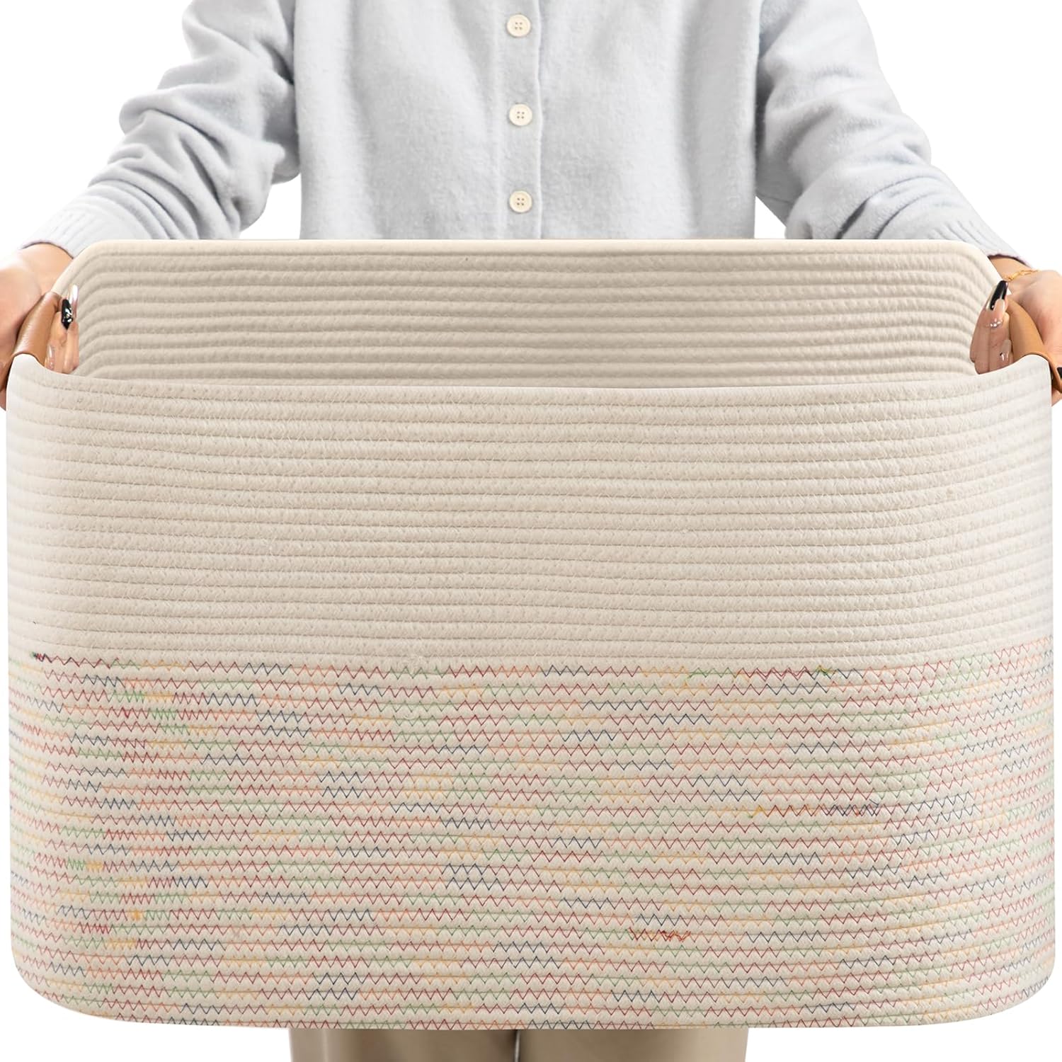 Boho Beige Throw Pillow — 22" — Stitches Rainbow