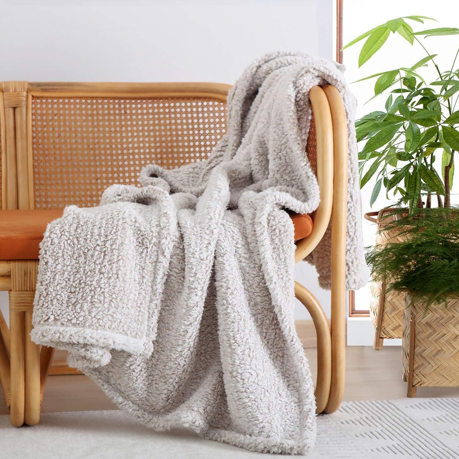 Boho Beige Throw Pillow — 50" — Light Brown