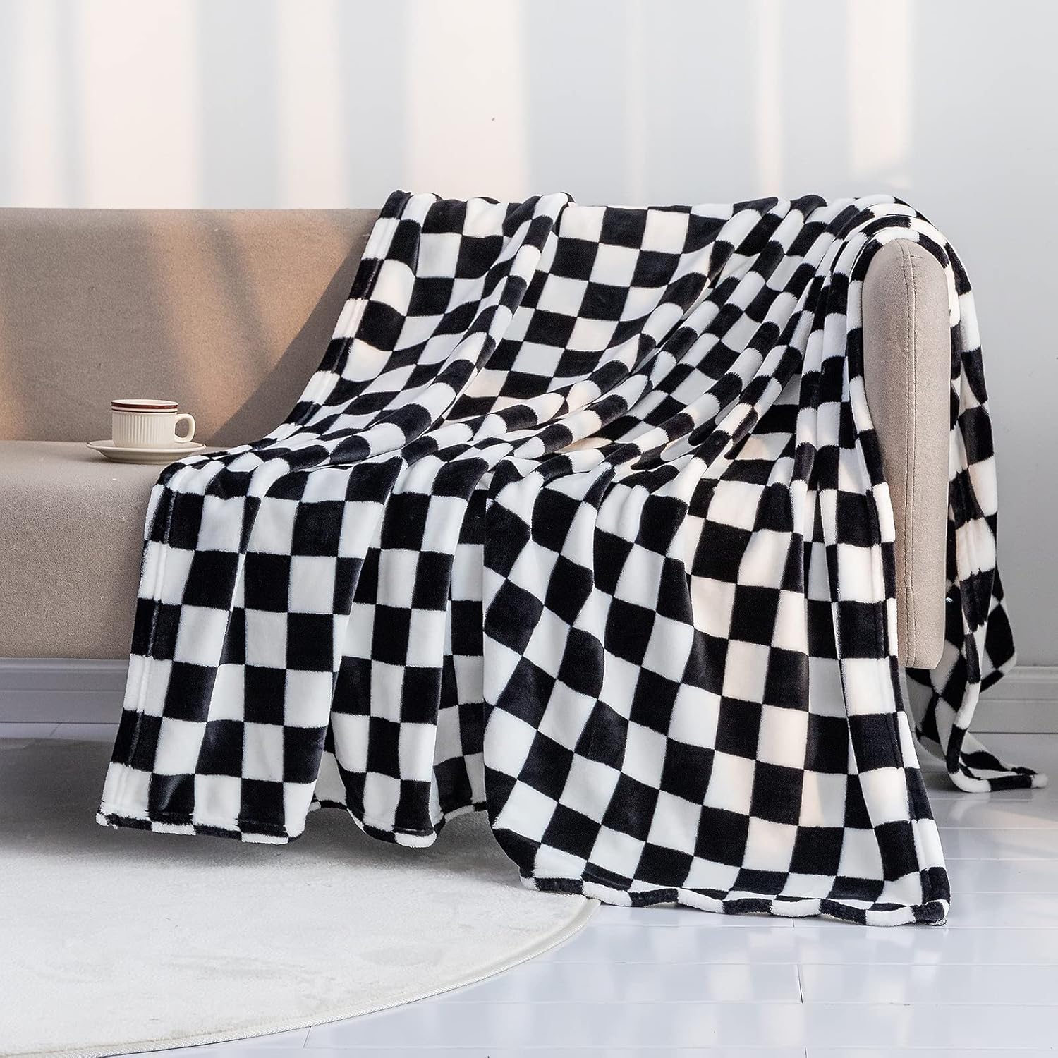 Beige Throw Pillow — 50" — Black