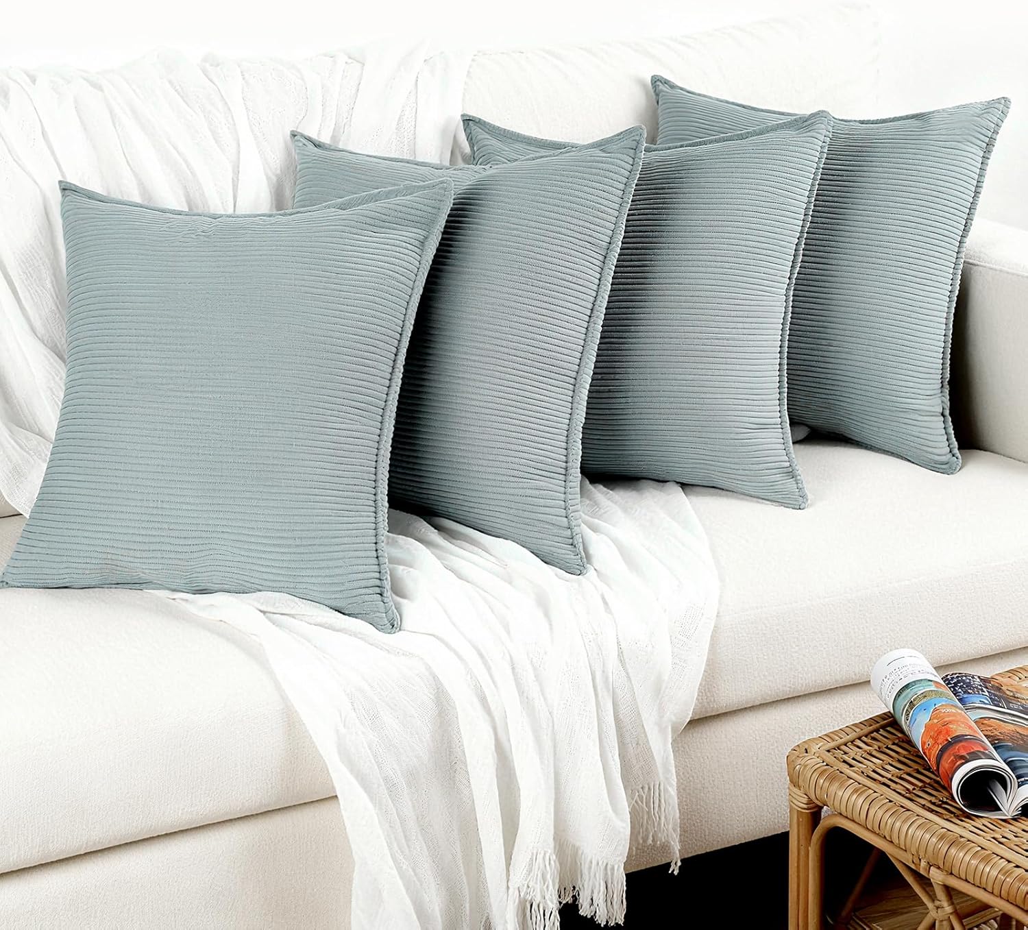 Boho Beige Throw Pillow Cover — 18" — Grayish Green