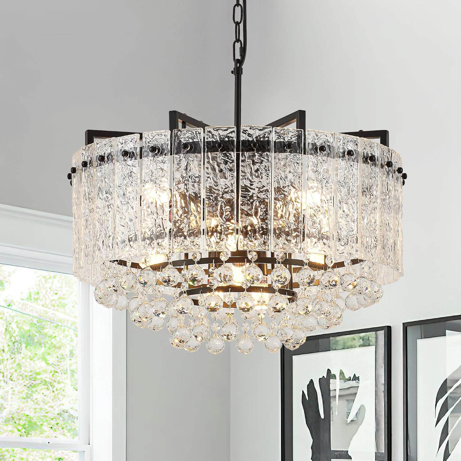 Round Luxe Black Chandelier — 10-Light — Diameter 22"
